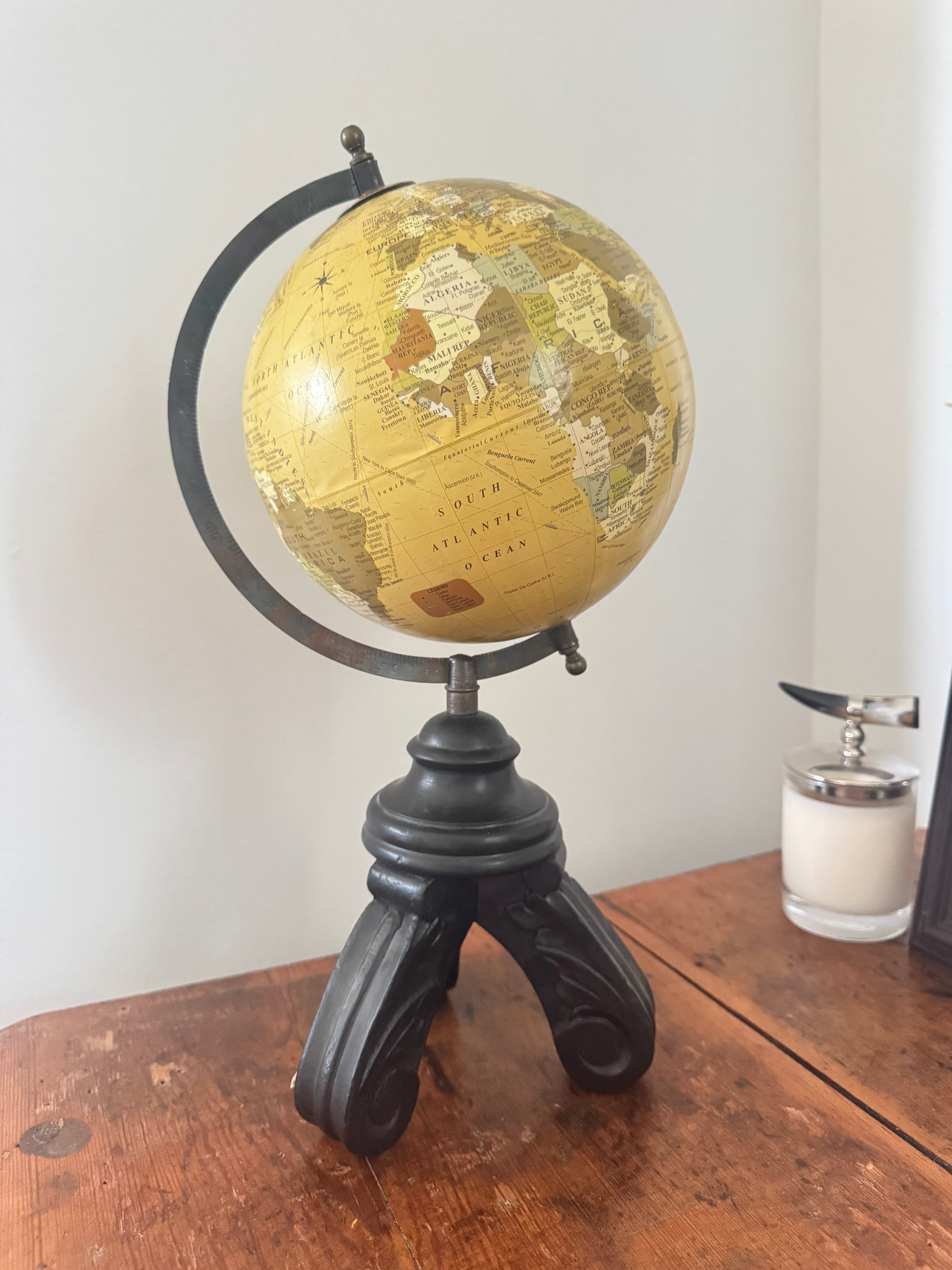 Globe on Wooden Stand